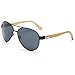 VeBrellen Men's Sunglasses Bamboo Wood Arms Classic Mirrored Sunglasses For Men & Women (Black Frame With Gray Lens, 60)