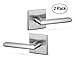 Berlin Modisch Dummy Lever Door Handle Pack of 2 Slim Square Non-Turning Single Side Pull Only Lever Set [for Closet or French Doors] Heavy Duty - Satin Nickel Finish