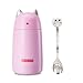 11.5oz Cute Cat Vacuum Insulated Cup Stainless Steel Mini Cartoon Water Bottle Travel Coffee Mug with Brush and Spoon Set Good for Cat Lovers