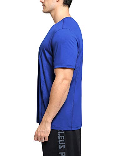 Neleus Men's Workout Shirts Short Sleeve Athletic Running T-Shirt,3 Pack,Black/Grey/Blue,XL,EU 2XL
