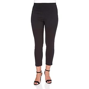 Roman Originals Women 3/4 Length Bengaline Pocket Trousers – Ladies Capri Cropped Crop Pull On Elasticated Waist Stretch Slim Day Work Office Slim Tapered Tailored Pants