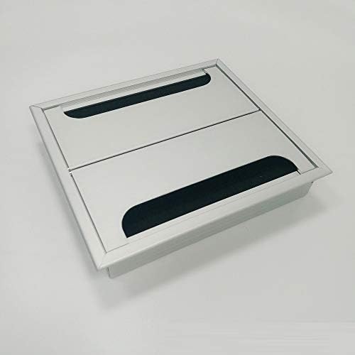 sweeTvT Computer Desk Grommet,Square Large Wire Decorative Cover Aluminum Double Flip Office Meeting Computer Desktop Wire Finishing Hardware Accessories Wire Hole Cover, 145 X 160Mm