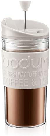 Yeti French Press Bodum Travel French Press Coffee Maker Set, Stainless Steel With Extra Lid, Vacuum, 0.35 L/12 Oz, White: French Presses Single Cup French Press
