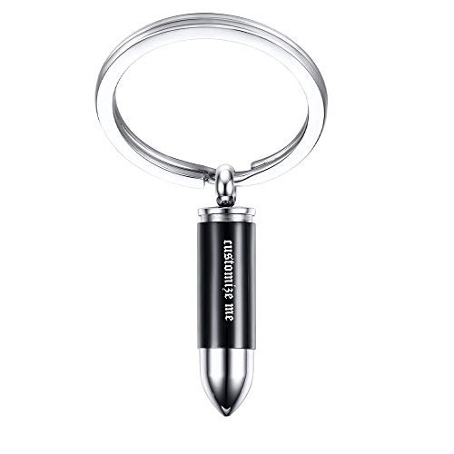 Custom Personalized Stainless Steel Bullet Urn Keychain Keyring Ashes Memories Keychain for Men Boy Women Army Police Gift