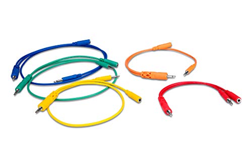 Hosa CMM-500Y-MIX 3.5 mm TS with 3.5 mm TSF Pigtail to 3.5 mm TS Hopscotch Patch Cables, Various Lengths (5 Pieces)
