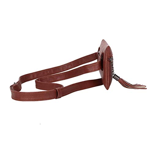 Sunshinehomely Fashion Women Girls Pure Color Tassel Leather Waist Pack Bags Handbag Messenger Shoulder Bag Chest Bag (Brown)