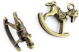 140 Pieces Jewelry Making Charms Pendant Ancient Bronze Color Retro Findings Supplies GDWBBF7 Rocking Horse