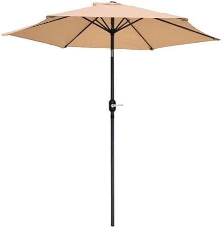 Amazon Com 8 Ft Tilt Patio Table Outdoor Umbrella Tan Garden
