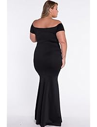 Foryingni - Maxi vestido formal de noche para mujer con hombros descubiertos