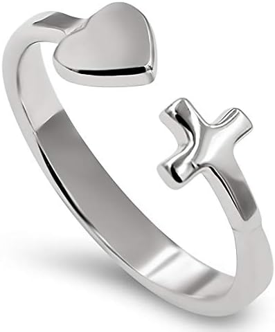 925 Heart Fuse Silver Ring,"BE STILL AND KNOW THAT I AM GOD - PS. 46:10" Christian Bible Verse Scripture Jewelry