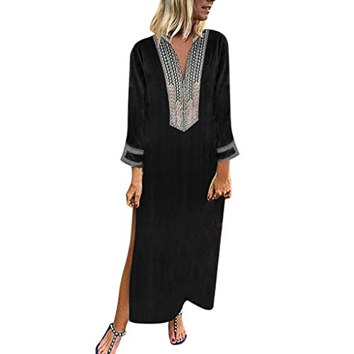 Witspace Women Long Sleeve Ladies Autumn and Winter Long Maxi Kaftan Dress Plus Size