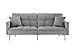 DIVANO ROMA FURNITURE Modern Plush Tufted Velvet Splitback Living Room Futon (Light Grey)