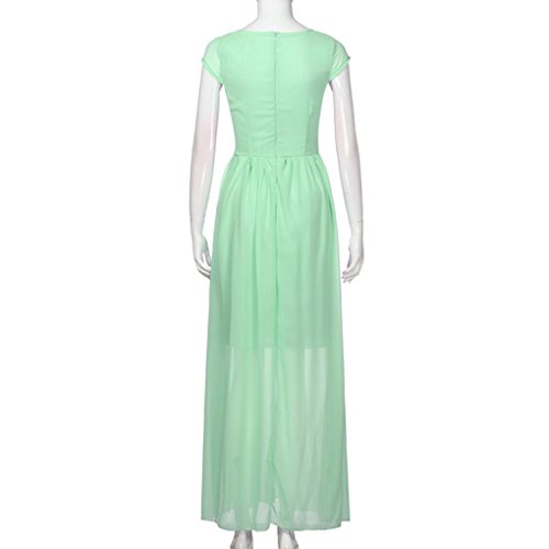 Vibola® Women' Dress, Fashion Casual Solid Chiffon V-Neck Evening Party Long Dress (Size:S, Mint Green) - Thumbnail 6