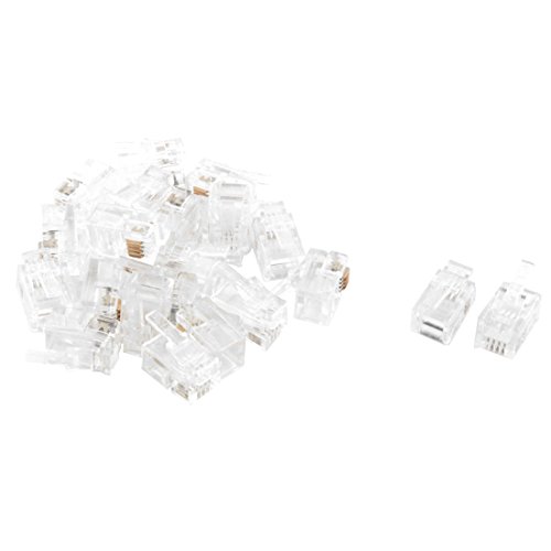 uxcell Phone 4P4C RJ11 Telephone Cable End Adapter Connector Head 22pcs Clear