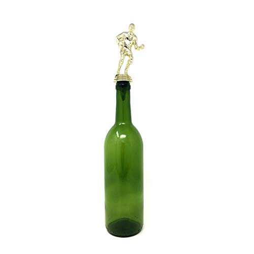 Rugby Wine Bottle Stopper - Handmade with Stainless Steel Base and Repurposed Trophy Top