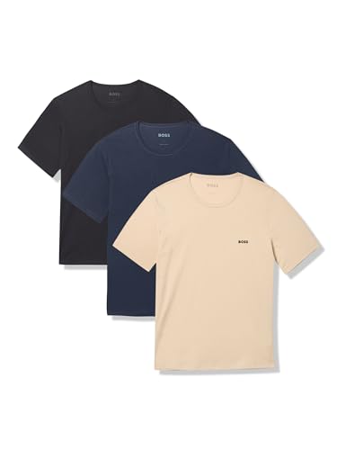 BOSS, 3-Pack Classic Logo Cotton T-Shirt, Purple Haze/Pelican/Black, L