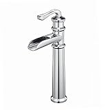 BWE Waterfall Single Handle One Hole Chrome Commercial Faucets Bathroom Vessel Sink Faucet Deck Mount