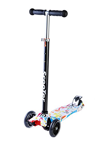 EEDan Scooter for Kids (Deluxe PU Luminous Wheels with A Doodle Board)-Easy Learning Manual Kick Scooters for Children from 2-14 Year-Old with 3 Adjustable Heights and Removable Holder