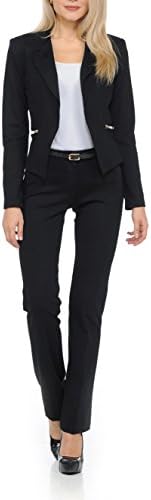 Sweethabit Womens Classic Wear to Work Solid Pants Suit Set(3020set)