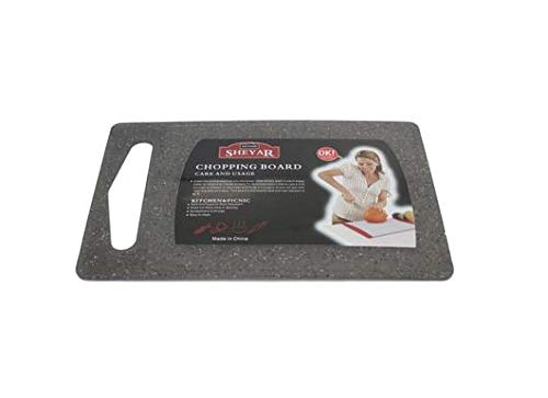 Plastic Chopping Board, Cutting Board with Hanging Hole Best for Meat, Vegetables and Cheese. Professional Easy-Grip Handles, Black & White Color 7 Different Size (26 x 16 CM)