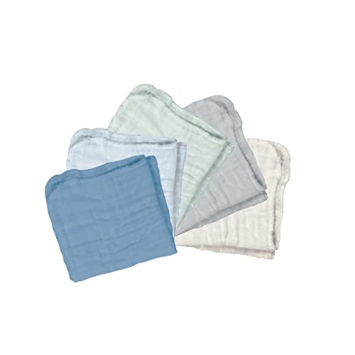 green sprouts Absorbent Organic Cotton Muslin Cloths, Adult Use Only, Hypoallergenic, Breathable, Standard 100 by Oeko-TEX Certified, Tested for Hormones, Blueberry, Small