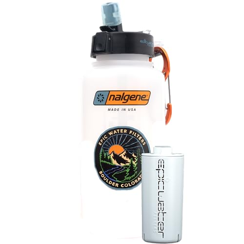 Epic Nalgene Ultimate Outdoor Travel OG | Water Bottle with Filter | Bottle + Filter Made In USA | Filtered Water Bottle | Water Purifier | International Travel | Camping Hiking Backpacking | BPA Free
