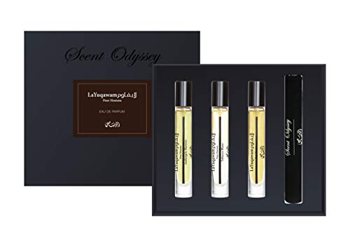 Rasasi Scent Odyssey - La Yuqawam for Men - 3 Pc Gift Set 0.25oz LaYuqawam Pour…