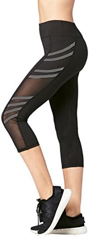 Conceited Premium Ultra Soft Capri Leggings - High Waist - Regular and Plus Size - 15 Colors by One Size (0-12), Capri Mesh Black/Grey