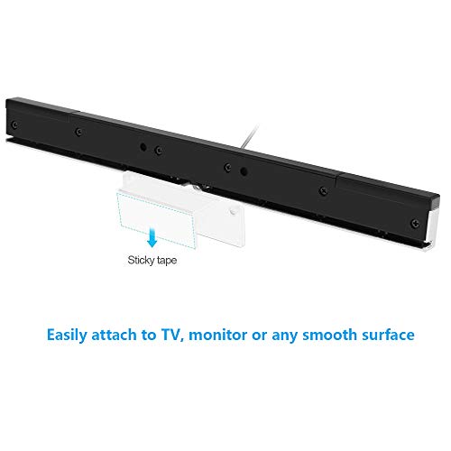Wii Sensor Bar Replacement, Infrared Ray Motion Sensor Bar for Nintendo Wii/ Wii U Console -Black & Silver