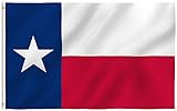ANLEY® [Fly Breeze] 3x5 Foot Texas State Polyester Flag - Vivid Color and UV Fade Resistant - Canvas Header and Double Stitched - Texas TX State Flags with Brass Grommets 3 X 5 Ft