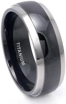 Black Titanium Wedding Band Ring with Grey Titanium Edge Sz 11.0 SN#d030