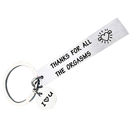 JK Home I Love You Thanks for all the orgasms Stainless Steel Keychain Keyring Couple Gift Wings Heart
