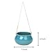 Mediterranean Style Round Cerulean Succulent Hanging Planter Pot with Twisted Jute Twine Rope