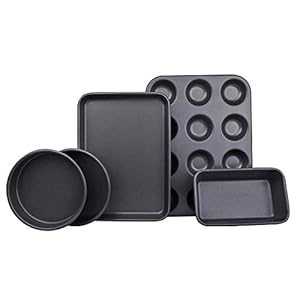 Ariana Homeware® 5-Piece Bakeware Set Baking Equipment- with Muffin Tray, Oven Tray, Cake Pan, Loaf Pan & Spring Form…
