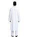 GladThink Men's Thobe With Long Sleeves Arab Muslim Wear calf Length White M