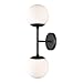 Light Society LS-W268-BK-WH Zeno Black and White Glass 2-Light Globe Wall Sconce, Mid Century Modern Retro Vintage Style