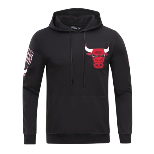Pro Standard Mens NBA Chicago Bulls Classic Chenille Pull Over Hoodie Black