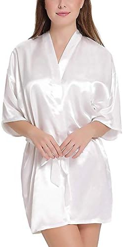 Noty Secrets Women's Satin Nightdress Robe/Kimono (White, Free Size)