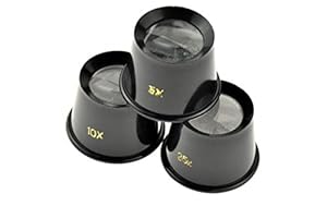 3 Pcs. Black Plastic Jewelers Loupe Set - 3x 5x 10x Magnification