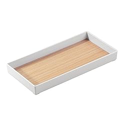 See InterDesign RealWood Guest Towel Holder Tray for Bathroom - White/Light Wood Finish Details