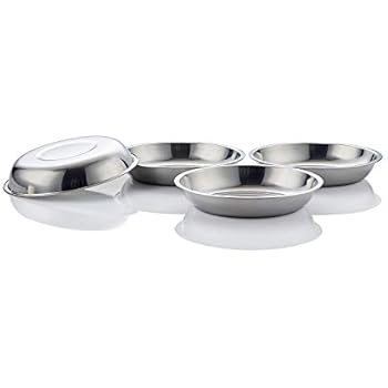 Global Wansheng Cat Food Bowl, Whisker Relief Cat Bowl, Stainless Steel Pet Bowl, Shallow Dog Food Dish, Outer Diameter 5 4/5 Inch, 4-Set