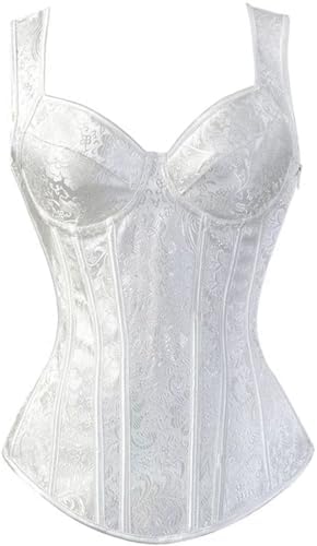 CorsetStreet Women's Ivory Satin Long Burlesque Front Antique