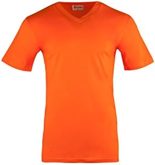 Solid Color V-Neck T-Shirts 100% Cotton Small to XX-Large Available in 12 Colors (Large, Orange)