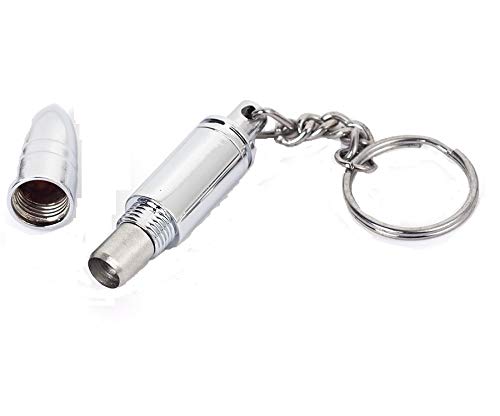 Bullet Cigar Punch Cutter Keychain Ejector and Key Ring Kit Silver