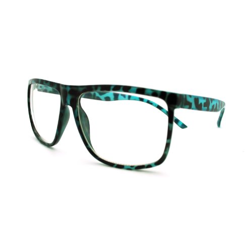 Oversized Clear Lens Glasses Nerdy Square Rectangular Eyeglasses Blue Tort