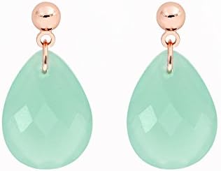 Turquoise Earrings Small Artificial Crystal Oval Teardrop Earrings for Women Girls Teen Girls Gift Rose Gold Plated