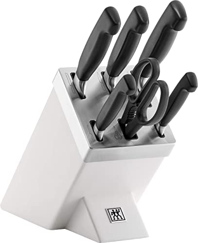 ZWILLING Selbstschaerfender Messerblock, 7 teilig, weiss, Vier Sterne