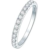 JIHANNA Moissanite Diamond Wedding Band Half Eternity Rings for Women 925 Sterling Silver Rings Eternity Stackable Engagement Ring