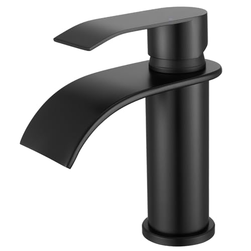 Waschtischarmatur Schwarz, Armatur Badezimmer Edelstahl, 86mm Auslauf