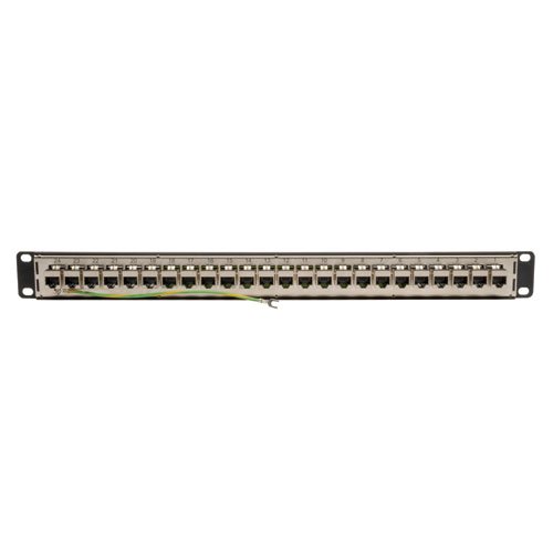 Tripp Lite 24-Port Cat6 / Cat5 Patch Panel STP Shielded RJ45 Ethernet 1U Rackmount TAA (N254-024-SH)